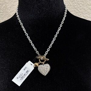 Guess Silver and Gold Heart Necklace